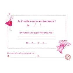 Coffret anniversaire enfant rose "Fée... moi rêver!" 8 cartes invitations + bracelets